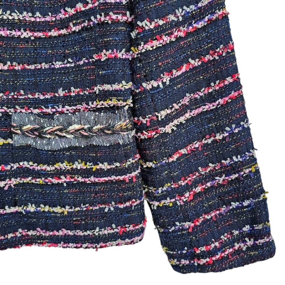 Talbots Fringe Tweed Blazer Jacket 16 Women Black Rainbow Career Business Casual - Picture 10 of 13